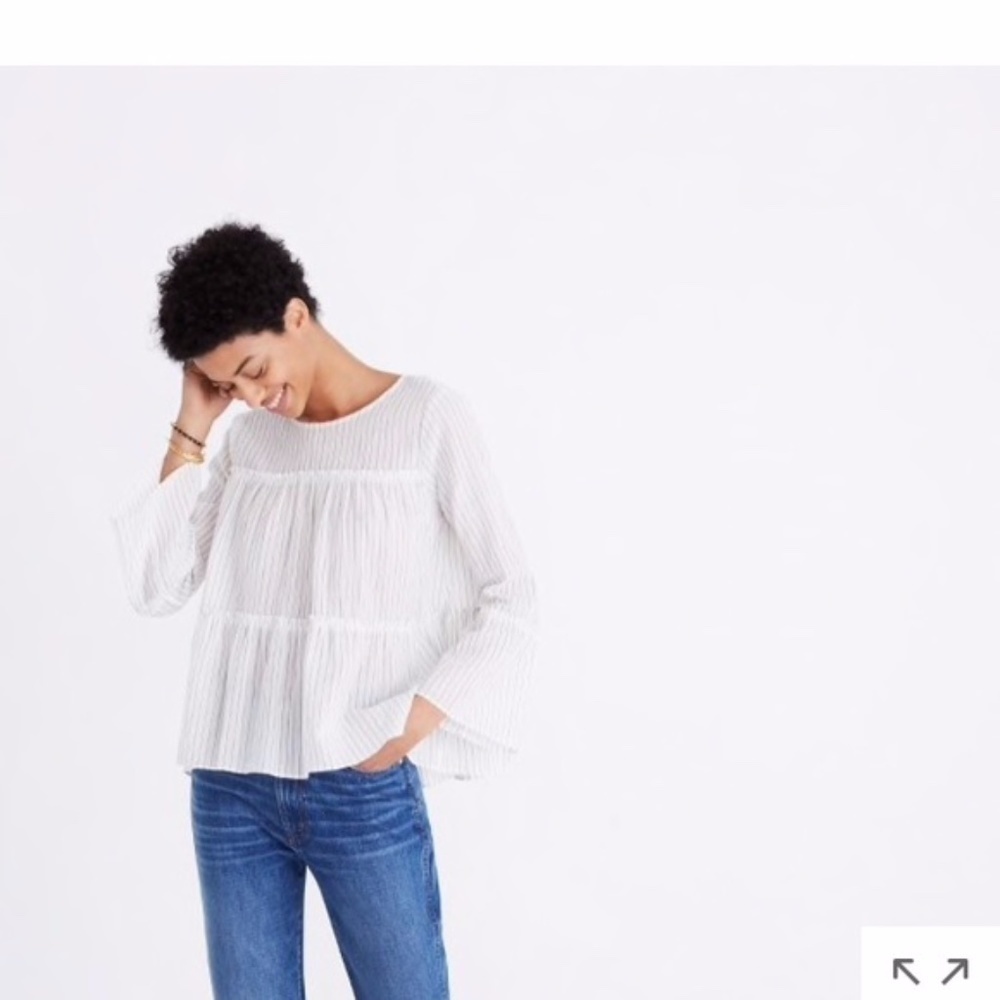 Madewell tiered top in haysboro stripe blouse XXS